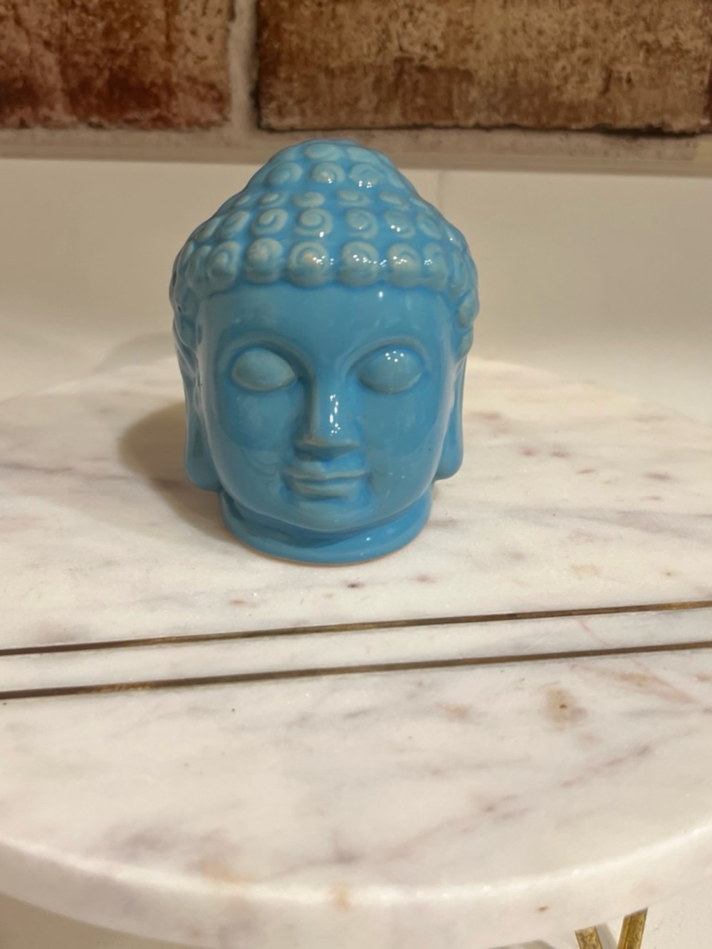 Ceramic Buddha Head Decorative Statue - Blue